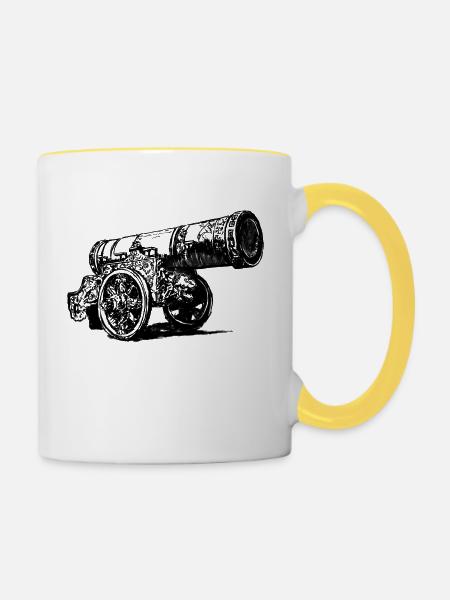 Kanone - Tasse zweifarbig - Weiß/Gelb