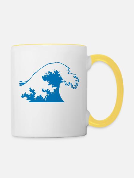 wave - Tasse zweifarbig - Weiß/Gelb