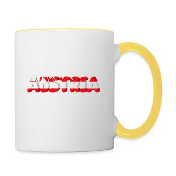 Autriche avec des montagnes - Mug contrasté - blanc/jaune - Droite