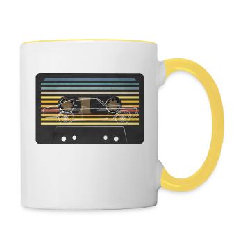 70's cassette car - Mug contrasté - blanc/jaune - Droite