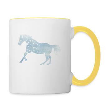 Noël cheval cadeau flocons arabes - Mug contrasté - blanc/jaune - Droite