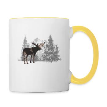 Elch - Moose - Tasse zweifarbig - Weiß/Gelb - Rechts