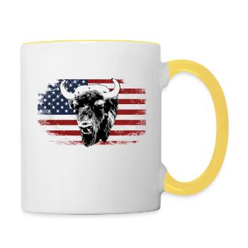 Buffalo - drapeau des Etats-Unis - Mug contrasté - blanc/jaune - Droite