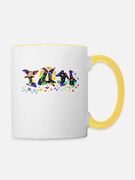 Fun - Tasse zweifarbig - Weiß/Gelb