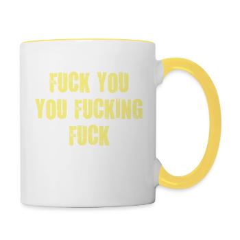 fuck you fucking fucking fucking damn vulgar - Contrasting Mug - white/yellow - Right
