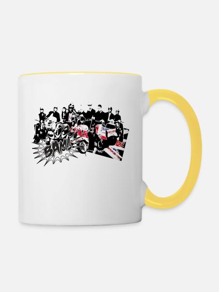 Mods auf Rollern 2 - Tasse zweifarbig - Weiß/Gelb