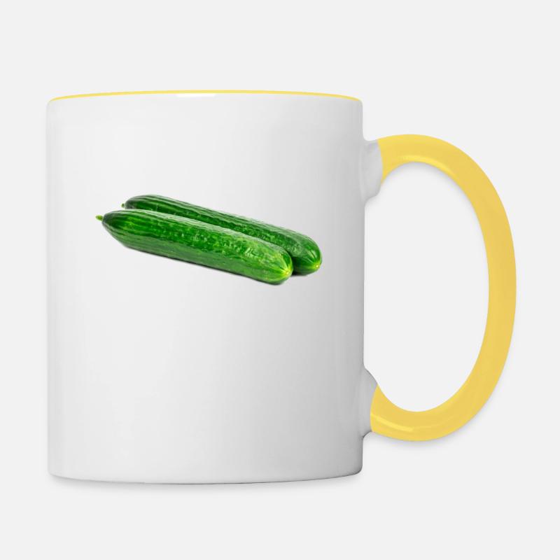 Des cornichons. concombre. gurka. cumber - Mug contrasté - blanc/jaune