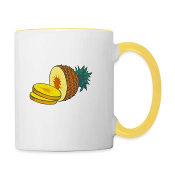 Ananas - Tasse zweifarbig - Weiß/Gelb - Rechts