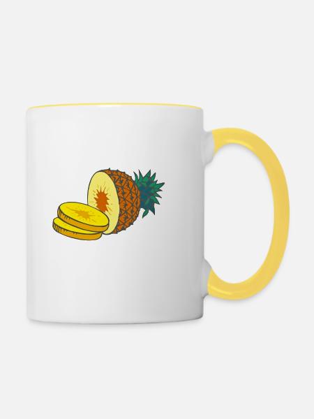 Ananas - Tasse zweifarbig - Weiß/Gelb