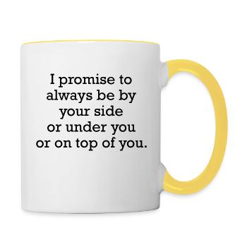 das verspreche ich - Tasse zweifarbig - Weiß/Gelb - Rechts