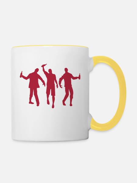 Drunk Zombies - Tasse zweifarbig - Weiß/Gelb
