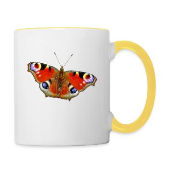 Papillon Papillon Paon - Mug contrasté - blanc/jaune - Droite