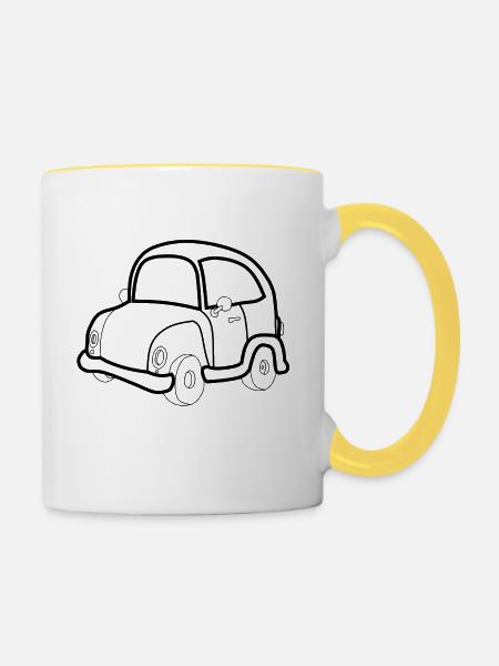 auto - Tasse zweifarbig - Weiß/Gelb