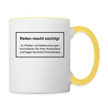 Reiten macht süchtig - Tasse zweifarbig - Weiß/Gelb - Rechts