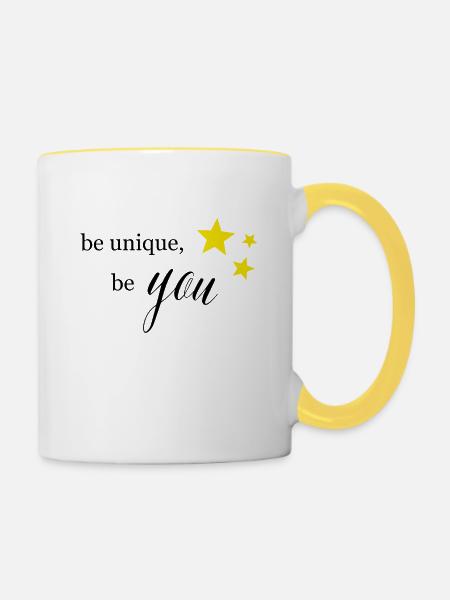 Sei einzigartig - Tasse zweifarbig - Weiß/Gelb