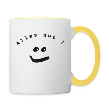 Alles gut - Tasse zweifarbig - Weiß/Gelb - Rechts