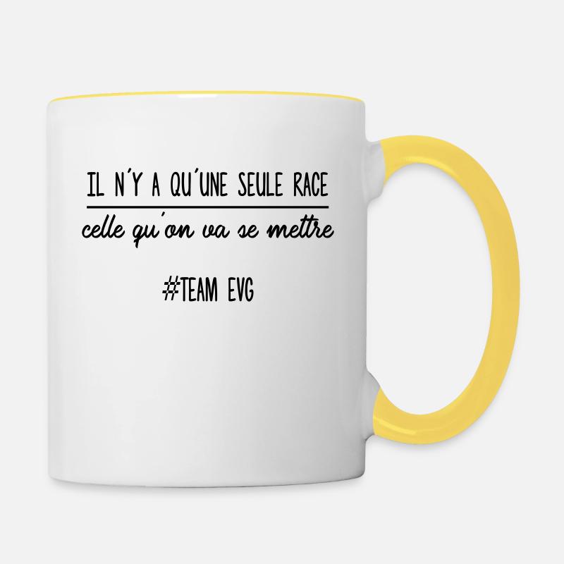 Es gibt nur eine Rasse - Tasse zweifarbig - Weiß/Gelb