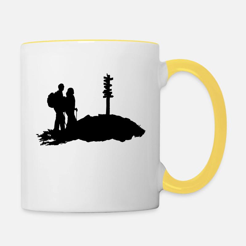 Wandern, Wanderer duo - Tasse zweifarbig - Weiß/Gelb