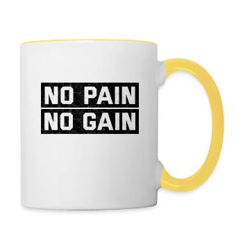 no pain no gain - Tasse zweifarbig - Weiß/Gelb - Rechts