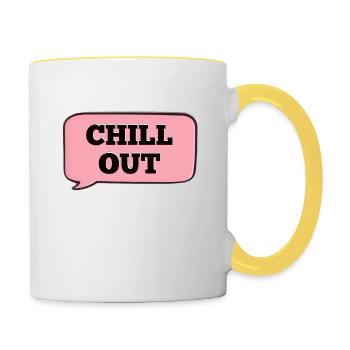 CHILL OUT PINK BENACHRICHTIGUNG - Tasse zweifarbig - Weiß/Gelb - Rechts