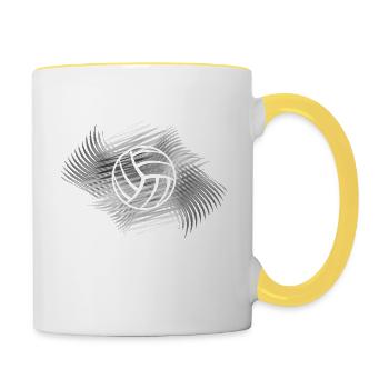 Volleyball Motiv - Tasse zweifarbig - Weiß/Gelb - Rechts