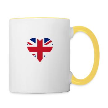 DRAPEAU COEUR ANGLETERRE - Mug contrasté - blanc/jaune - Droite