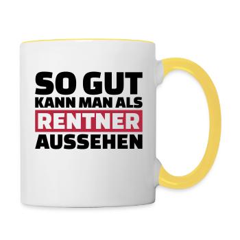 Rentner - Tasse zweifarbig - Weiß/Gelb - Rechts