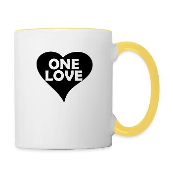 One Love heart black - Tasse zweifarbig - Weiß/Gelb - Rechts