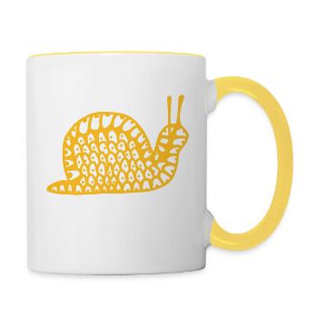 schnecke - Tasse zweifarbig - Weiß/Gelb - Rechts