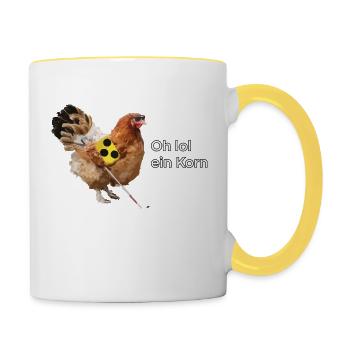 Blindes Huhn - Tasse zweifarbig - Weiß/Gelb - Rechts