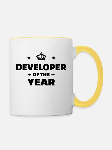 Entwickler / Informatiker / Programmierer / - Tasse zweifarbig - Weiß/Gelb