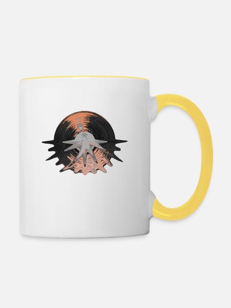 Vinyl - Tasse zweifarbig - Weiß/Gelb