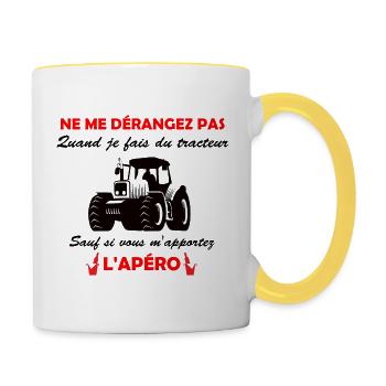 Ne me dérangez pas t-shirt agriculteur cadeau - Mug contrasté - blanc/jaune - Droite