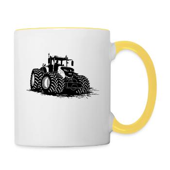Traktor - Schlepper - Landwirt - Bauer - Tasse zweifarbig - Weiß/Gelb - Rechts