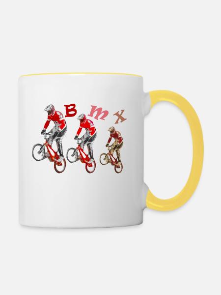 bmx - Tasse zweifarbig - Weiß/Gelb