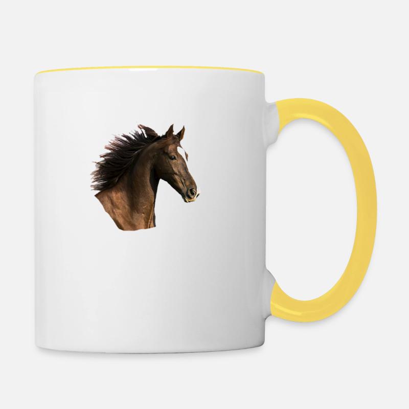 Pferdekopf - Tasse zweifarbig - Weiß/Gelb