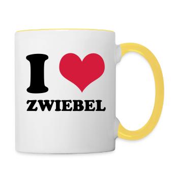 I Love Zwiebel - Tasse zweifarbig - Weiß/Gelb - Rechts