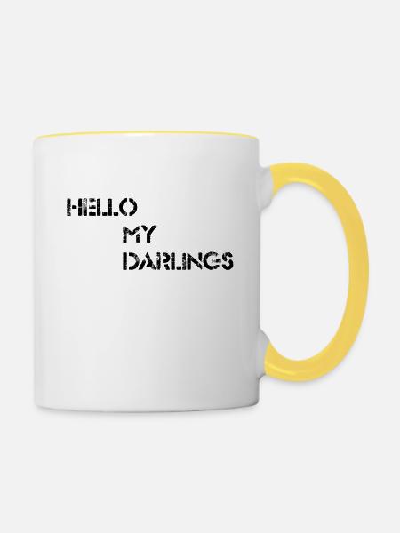 Hallo meine Lieblinge - Tasse zweifarbig - Weiß/Gelb