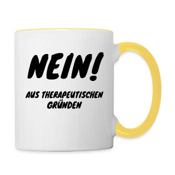 Nein! - Tasse zweifarbig - Weiß/Gelb - Rechts