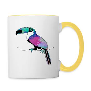 Watercolor toucan - Contrasting Mug - white/yellow - Right