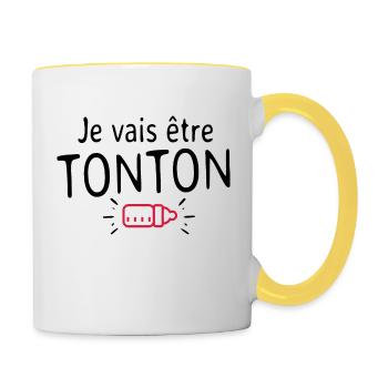 Je vais être Tonton - Mug contrasté - blanc/jaune - Droite