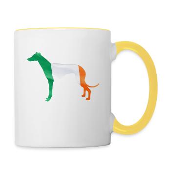Irischer Stolz des Windhundsilhouette - Tasse zweifarbig - Weiß/Gelb - Rechts