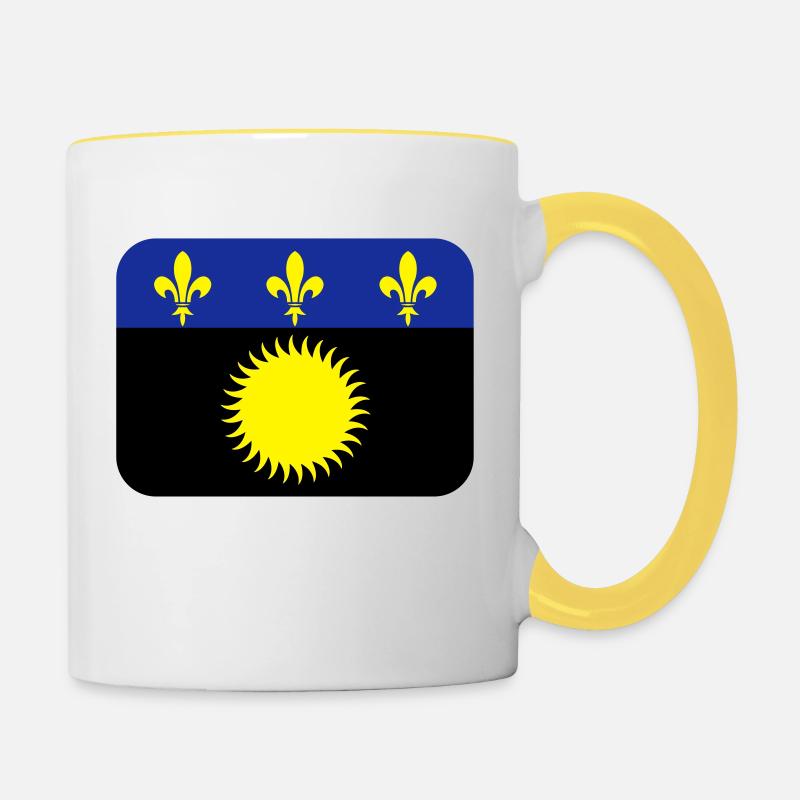Drapeau de la guadeloupe - Mug contrasté - blanc/jaune