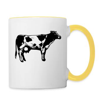 cow logo - Contrasting Mug - white/yellow - Right