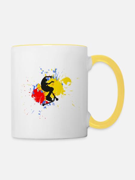 Freestyle-Roller - Tasse zweifarbig - Weiß/Gelb