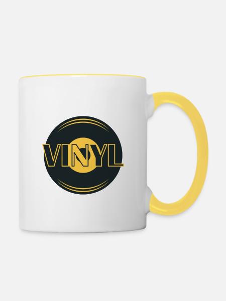 Vinyl - Tasse zweifarbig - Weiß/Gelb