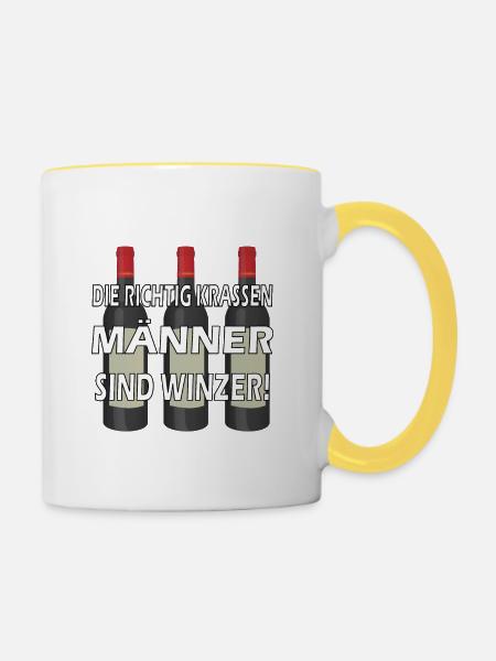 Winzer Wein Weinherstellung - Tasse zweifarbig - Weiß/Gelb