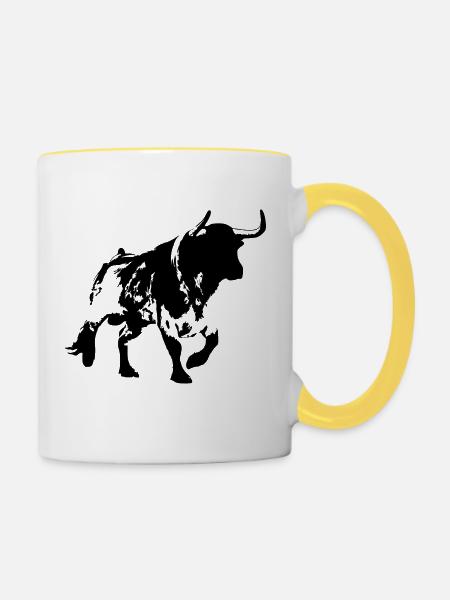 Stier Sternzeichen Geschenk - Tasse zweifarbig - Weiß/Gelb
