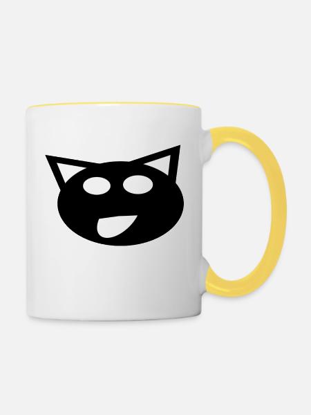 die schwarze Katze - Tasse zweifarbig - Weiß/Gelb