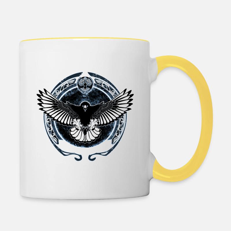 Celtic falcon - Contrasting Mug - white/yellow